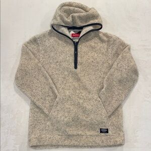 UNIONBAY Sherpa Fleece Quarter-Zip Oatmeal Colored Hoodie, Size Small